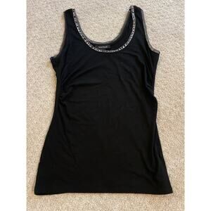 White House Black Market Black Tank Top With Bead Detail S